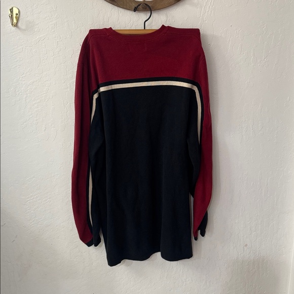 Eddie Bauer Men’s XL TALL Black Red Cream Color Block Dad Sweater 100% Cotton - Picture 5 of 7